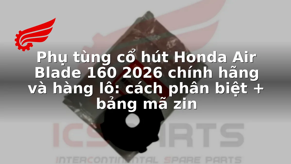 Phụ tùng cổ hút Honda Air Blade 160 2026 chính hãng và hàng lô: cách phân biệt + bảng mã zin